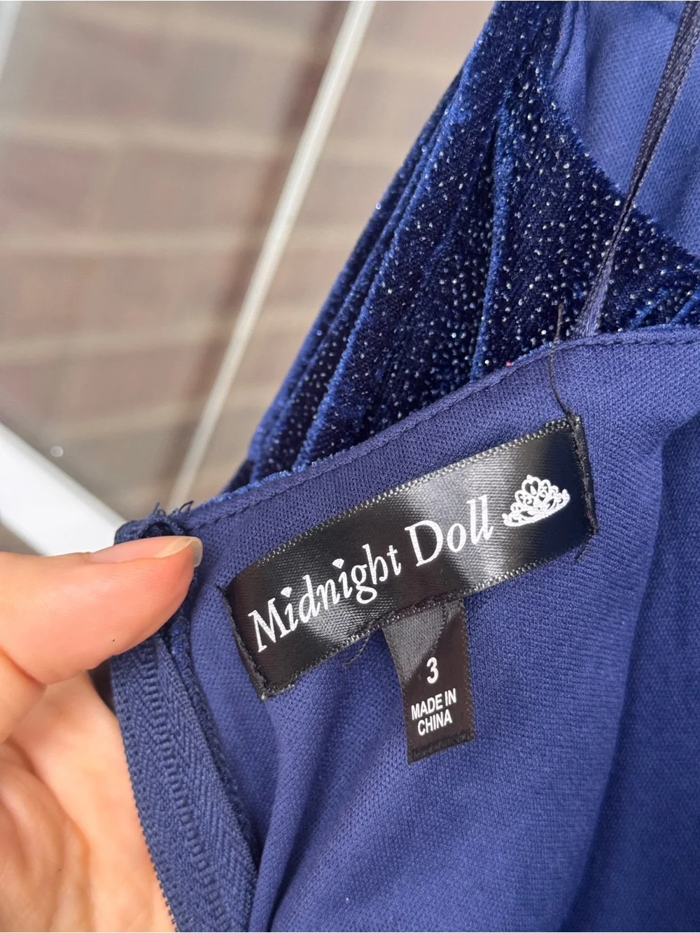 Midnight Blue Velvet High-Low Evening Dress with Side Ruffle